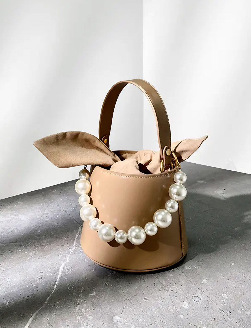 "Bunny Ear" Leather Bucket Bag
